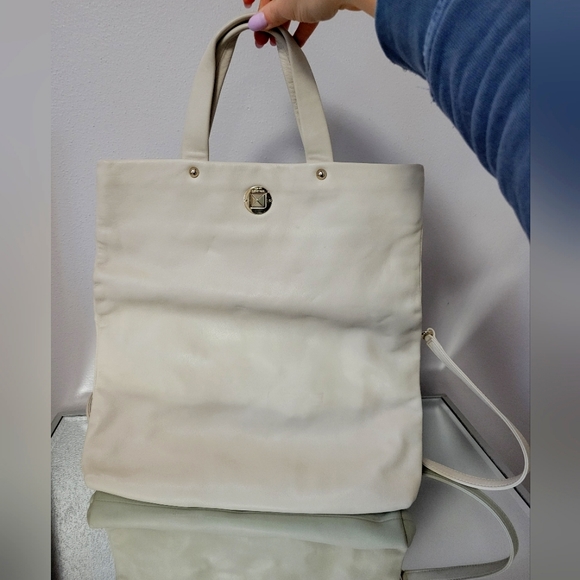 Kate Spade Cream Fold-over Buttery Leather Bag with adjustable should strap - Picture 3 of 8